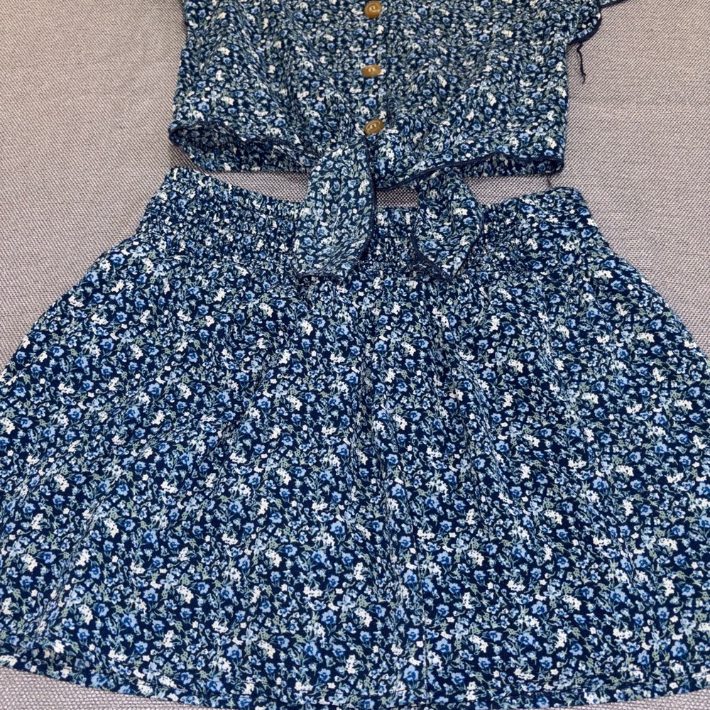 Floral Blue Two-Piece Set